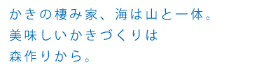 かきの棲み家、海は山と一体。美味しいかき作りは森作りから